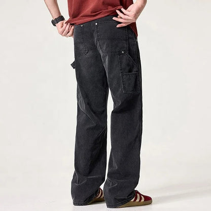 Black Washed Carpenter Jeans with Utility Panels