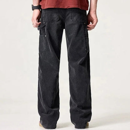 Black Washed Carpenter Jeans with Utility Panels