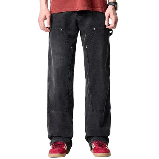 Black Washed Carpenter Jeans with Utility Panels