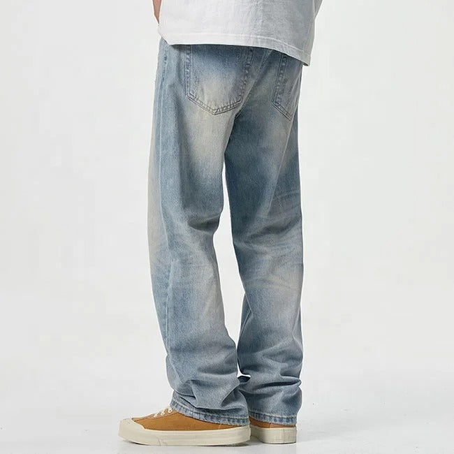 Light Wash Relaxed Straight-Leg Jeans