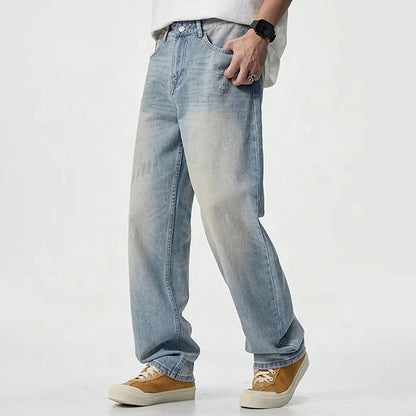 Light Wash Relaxed Straight-Leg Jeans