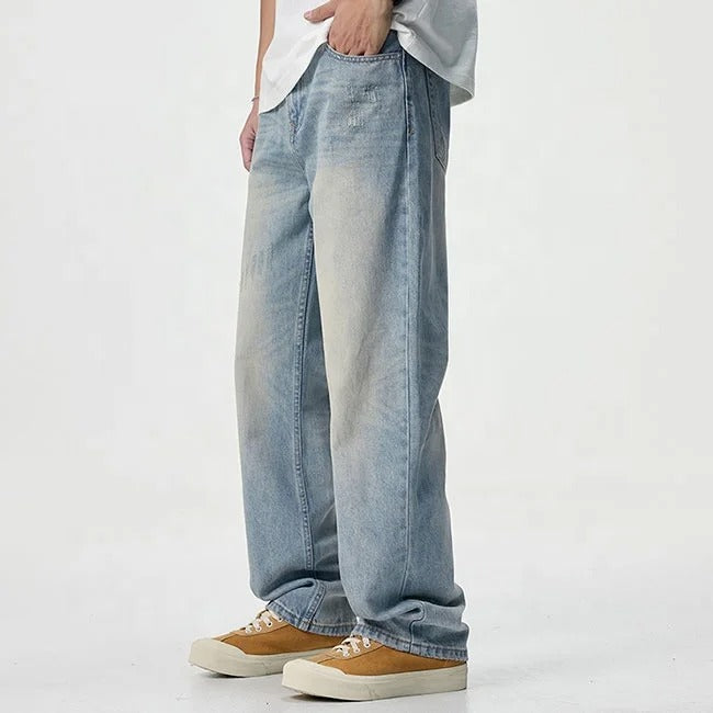 Light Wash Relaxed Straight-Leg Jeans