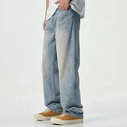 Light Wash Relaxed Straight-Leg Jeans