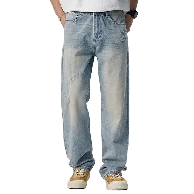 Light Wash Relaxed Straight-Leg Jeans