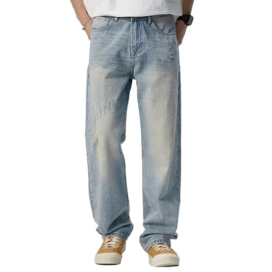 Light Wash Relaxed Straight-Leg Jeans