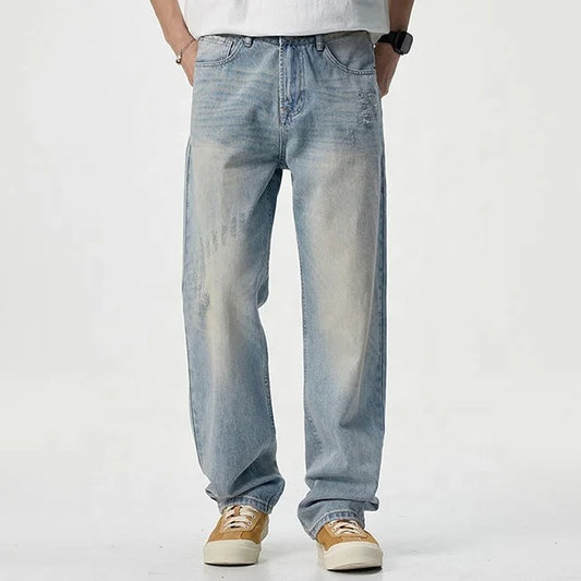 Light Wash Relaxed Straight-Leg Jeans